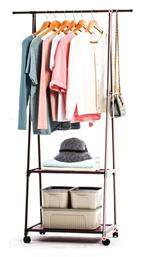 2 Τροχήλατη Κρεμάστρα Δαπέδου από Μέταλλο Μαύρη 55x42x160cm