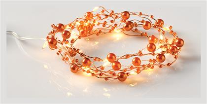 20 Λαμπάκια LED 2.1μ x 210εκ Θερμό Λευκό Μπαταρίας σε Σειρά με Χάλκινο Καλώδιο Aca