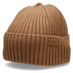 4F Beanie Ανδρικός Σκούφος με Rib Πλέξη σε Μπεζ χρώμα