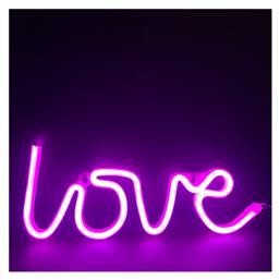 Aca Διακοσμητικό Φωτιστικό Love Neon Μπαταρίας Ροζ