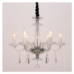 Aca Lompelia Πολυέλαιος 6xE14 Ø53cm με Κεράκια Διάφανος BLK80386PCC