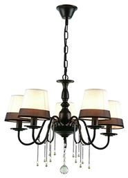 Aca Mulan Πολυέλαιος 5xE14 Ø63cm με Καπέλα Μαύρος EG167285PBW