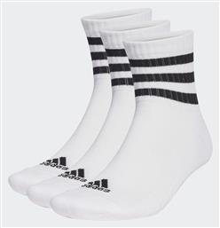 Adidas 3-Stripes Cushioned Αθλητικές Κάλτσες Λευκές 3 Ζεύγη