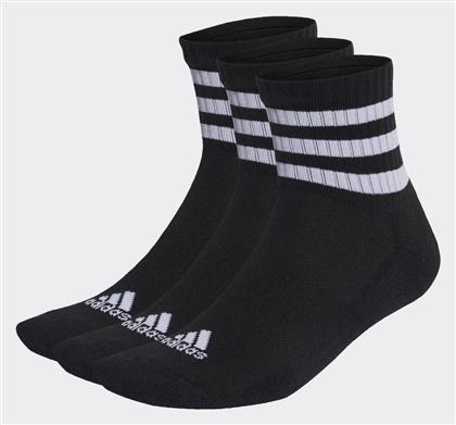 Adidas 3-Stripes Cushioned Αθλητικές Κάλτσες Μαύρες 3 Ζεύγη