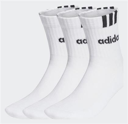 adidas 3-Stripes Linear Half-Crew Cushioned Running Κάλτσες