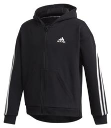 Adidas Αθλητική Παιδική Ζακέτα με Κουκούλα Μαύρη 3-Stripes από το MybrandShoes