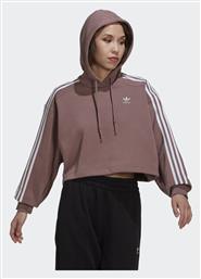 Adidas Cropped Γυναικείο Φούτερ με Κουκούλα Μωβ