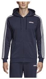 Adidas Essentials 3-Stripes Ανδρική Φούτερ Ζακέτα με Κουκούλα και Τσέπες Μπλε