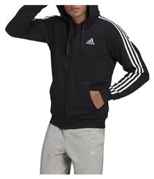 Adidas Essentials 3-Stripes Ανδρική Φούτερ Ζακέτα με Κουκούλα και Τσέπες Μαύρη από το Spartoo