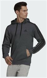 Adidas Essentials 3-Stripes Ανδρικό Φούτερ με Κουκούλα και Τσέπες Fleece Γκρι