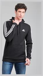 adidas Essentials 3-Stripes Φούτερ Μαύρο με Κουκούλα