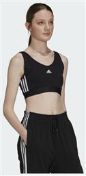 Adidas Essentials 3 Stripes Γυναικείο Αθλητικό Μπουστάκι Μαύρο με Αφαιρούμενη Ενίσχυση