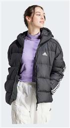 adidas Essentials 3-Stripes Mid Down Μπουφάν Puffer Μαύρο