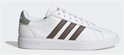 Adidas Grand Court Cloudfoam Γυναικεία Sneakers Cloud White / Earth Strata / Silver Green