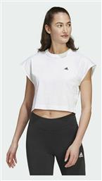 Adidas Κοντομάνικο Αθλητικό Crop Top Λευκό