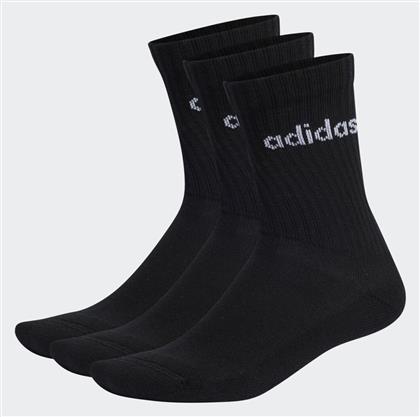 adidas Linear Crew Αθλητικές Κάλτσες Μαύρες 3 Ζεύγη