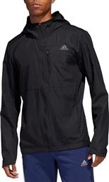 Adidas Own Run Αθλητικό Ανδρικό Μπουφάν Αντιανεμικό Μαύρο