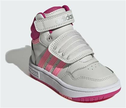 Adidas Παιδικά Sneakers High Hoops Mid 3.0 με Σκρατς Grey One / Team Real Magenta / Beam Pink