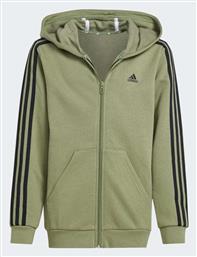 Adidas Παιδική Ζακέτα Fleece με Κουκούλα Πράσινη Essentials 3-stripes