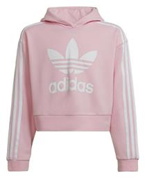 Adidas Παιδικό Φούτερ Cropped με Κουκούλα Ροζ