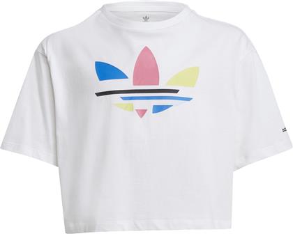 Adidas Παιδικό Καλοκαιρινό Crop Top Κοντομάνικο Λευκό Adicolor