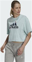 Adidas You Logo Κοντομάνικο Αθλητικό Crop Top Γαλάζιο