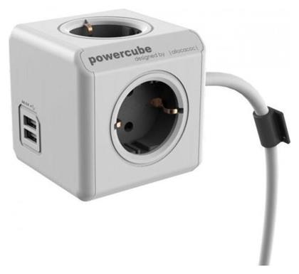 Allocacoc Extended PowerCube 4 Θέσεων με 2 USB-A και Καλώδιο 1.5m Γκρι