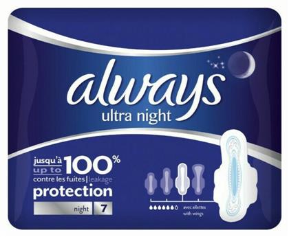 Always Ultra Day & Night Σερβιέτες με Φτερά Νυκτός Μέγεθος 3 7τμχ από το e-Fresh