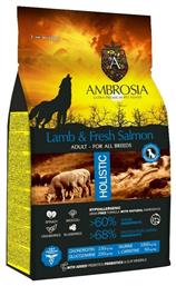 Ambrosia Lamb & Fresh Salmon Adult All Breeds 12kg Ξηρά Τροφή χωρίς Σιτηρά για Ενήλικους Σκύλους με Αρνί και Σολομό