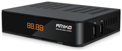 Amiko Δορυφορικός Αποκωδικοποιητής Mini Combo 4K UHD DVB-C / DVB-T2 / DVB-S2X σε Μαύρο Χρώμα