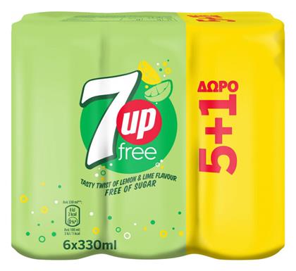 Αναψυκτικό 7UP Free 330ml (Συσ./5+1 Δώρο) Κωδικός: 39560799 από το ΑΒ Βασιλόπουλος