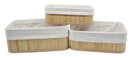 Ankor Καλάθι Αποθήκευσης Bamboo Μπεζ 3τμχ