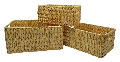 Ankor Καλάθι Αποθήκευσης Ψάθινο Καφέ 35x25x16cm 3τμχ