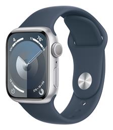 Apple Watch Series 9 41mm Silver με Storm Blue Sport Band (M/L)