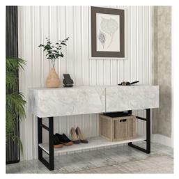 Aron Κονσόλα Μεταλλική με Μαρμάρινη Επιφάνεια Λευκό Εφέ Μαρμάρου Μ138.8xΠ41xΥ75.7εκ.