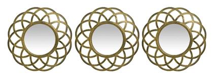 ArteLibre 1353-3 Καθρέπτης Τοίχου με Χρυσό Πλαστικό Πλαίσιο Mήκους 25.4cm 3τμχ
