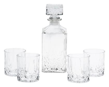 ArteLibre Γυάλινη Καράφα Σερβιρίσματος Ουίσκι με Πώμα και Ποτήρια Διάφανη 900ml 5τμχ