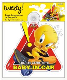 Auto Gs Σήμα Baby on Board με Βεντούζα Tweety Κόκκινο