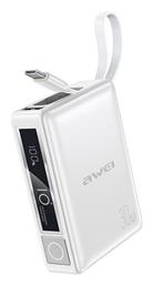 Awei P87K Power Bank 10000mAh 30W με Θύρα USB-A και Θύρα USB-C Λευκό από το Filinda