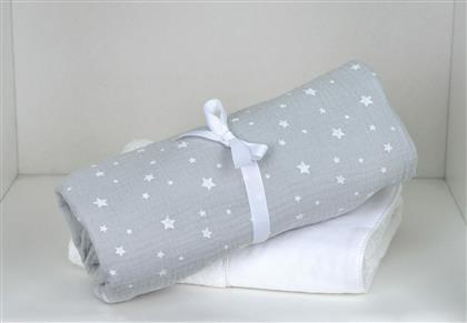 Baby Oliver Πάνα Αγκαλιάς από Μουσελίνα Grey 80x80cm