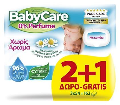 BabyCare Υποαλλεργικά Μωρομάντηλα χωρίς Parabens & Οινόπνευμα με Χαμομήλι 3x54τμχ από το Pharm24