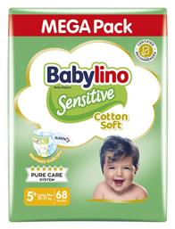 Babylino Sensitive Cotton Soft Mega Pack Πάνες με Αυτοκόλλητο No. 5+ για 12-17kg 68τμχ Κωδικός: 47551871 από το Pharm24