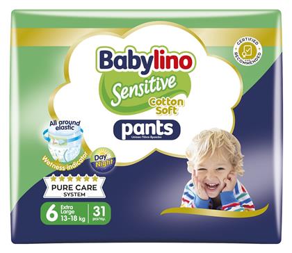 Babylino Sensitive Cotton Soft Pants Πάνες Βρακάκι No. 6 για 13-18kg 31τμχ