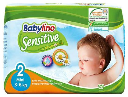 Babylino Sensitive Sensitive with Chamomile Πάνες με Αυτοκόλλητο No. 2 για 3-6kg 26τμχ από το Pharm24