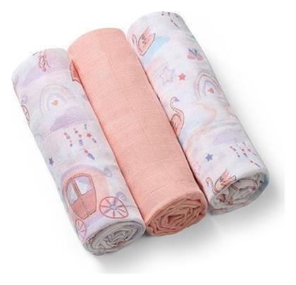 Babyono Πάνες Αγκαλιάς από Μουσελίνα Powder Pink 70x70εκ. 3τμχ