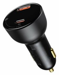 Baseus Φορτιστής Αυτοκινήτου με Θύρες 1xUSB-A 1xType-C