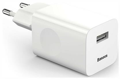 Baseus Φορτιστής Χωρίς Καλώδιο με Θύρα USB-A 24W Quick Charge 3.0 Λευκός (CCALL-BX02)