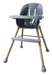 Bbluv Grow Καρεκλάκι Φαγητού 2 in 1 με Ξύλινο Σκελετό & Κάθισμα από Δερματίνη Γκρι