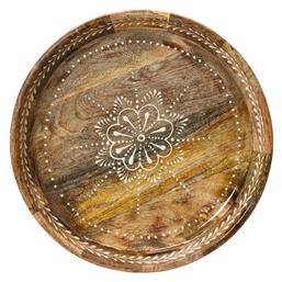 Beauty Home Διακοσμητικός Δίσκος Ξύλινος Στρογγυλός 20x5cm