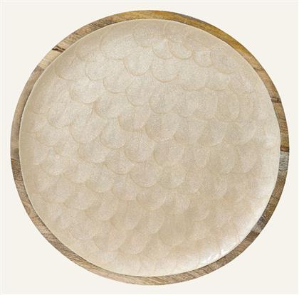 Beauty Home Διακοσμητικός Δίσκος Ξύλινος Στρογγυλός 37.5x37.5cm